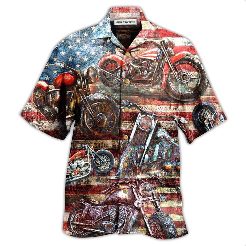 Hawaiian Shirt / Adults / S Motorcycle No Plans No Maps America - Hawaiian Shirt - Reefox