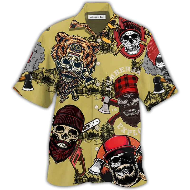 Hawaiian Shirt / Adults / S Lumberjack Skull Cool Style - Hawaiian Shirt - Reefox