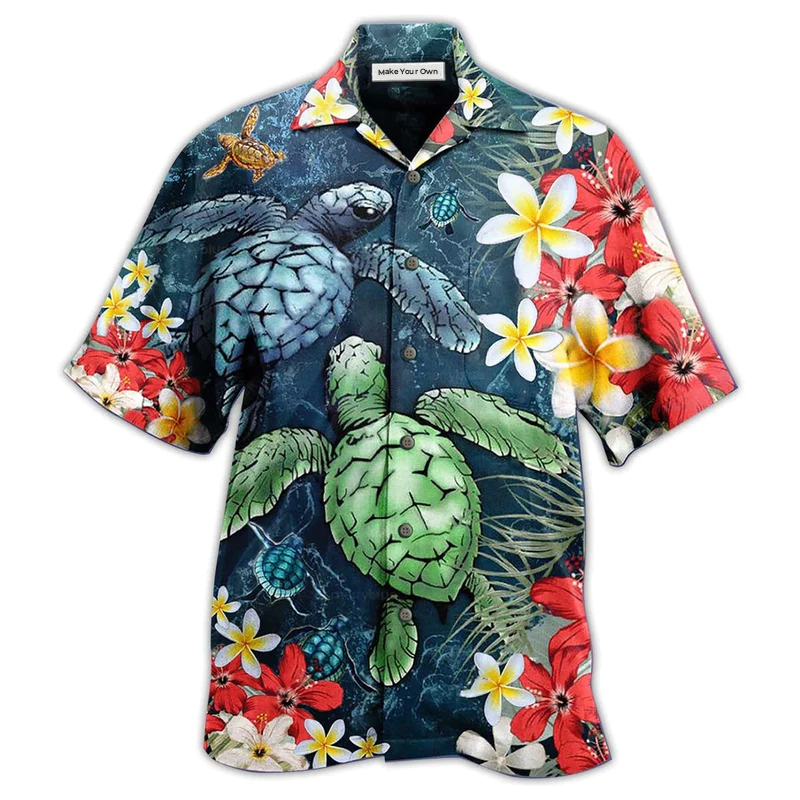 Hawaiian Shirt / Adults / S Turtle Love Flowers - Hawaiian Shirt - Reefox
