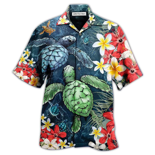 Hawaiian Shirt / Adults / S Turtle Love Flowers - Hawaiian Shirt - Reefox