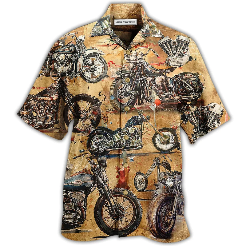 Hawaiian Shirt / Adults / S Motorcycle Vintage Style Ride And Live Today - Hawaiian Shirt - Reefox