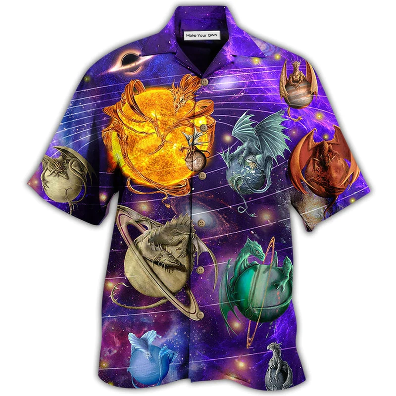 Hawaiian Shirt / Adults / S Dragon Planet Love Life In To The Galaxy - Hawaiian Shirt - Reefox