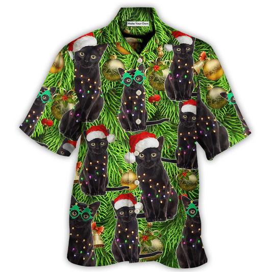 Hawaiian Shirt / Adults / S Black Cat Christmas Merry Xmas - Hawaiian Shirt - Reefox