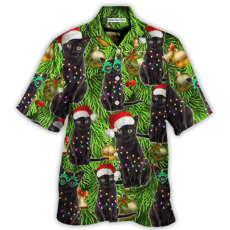 Hawaiian Shirt / Adults / S Black Cat Christmas Merry Xmas - Hawaiian Shirt - Reefox