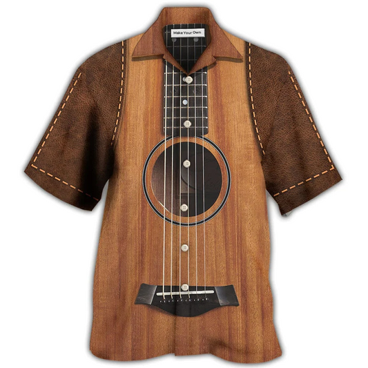 Hawaiian Shirt / Adults / S Guitar Vintage Leather Music Lover - Hawaiian Shirt - Reefox
