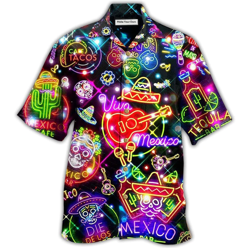 Hawaiian Shirt / Adults / S Mexico Neon Color Style With Blink - Hawaiian Shirt - Reefox
