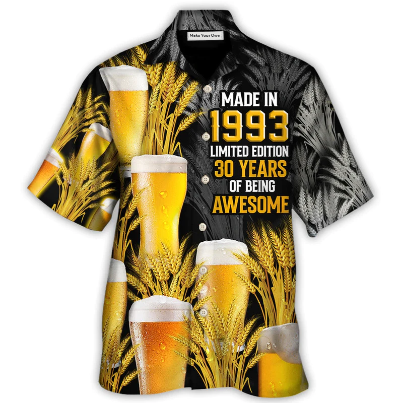 Hawaiian Shirt / Adults / S Beer Happy Drinking Beer Made In 1993 - Hawaiian Shirt - Reefox
