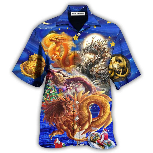 Hawaiian Shirt / Adults / S Dragon Christmas Enjoy The Night - Hawaiian Shirt - Reefox