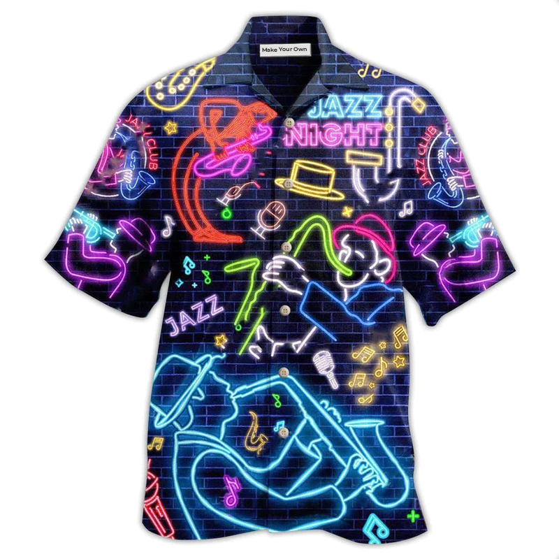 Hawaiian Shirt / Adults / S Saxophone Love Neon - Hawaiian Shirt - Reefox