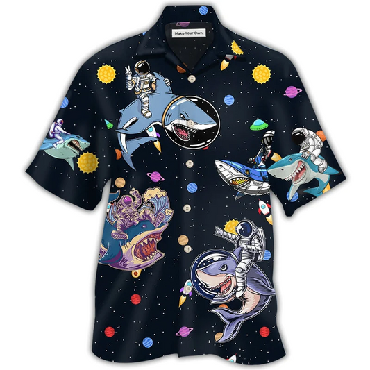 Hawaiian Shirt / Adults / S Shark Astronaut Galaxy Sky - Hawaiian shirt - Reefox