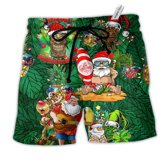 Beach Short / Adults / S Tiki Love Christmas Funny Night - Beach Short Reefox - Owls Matrix LTD