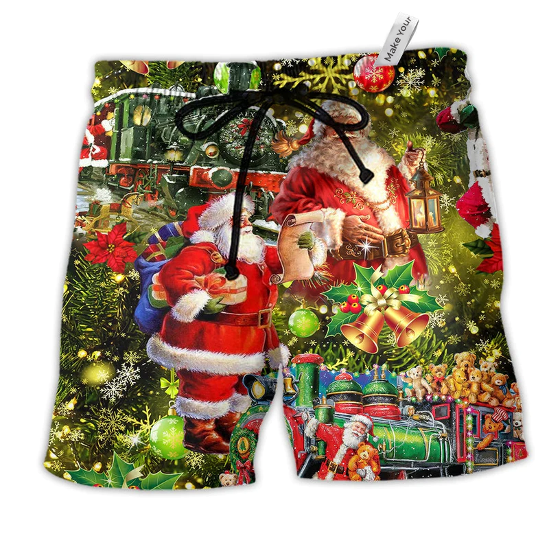 Beach Short / Adults / S Xmas Santa Is Coming To You So Happy - Beach Short Reefox - Owls Matrix LTD