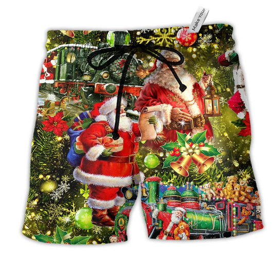 Beach Short / Adults / S Xmas Santa Is Coming To You So Happy - Beach Short Reefox - Owls Matrix LTD
