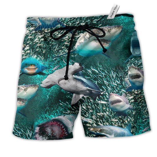 Beach Short / Adults / S Shark In A World Full Of Fish Be A Shark - Beach Short Reefox - Owls Matrix LTD