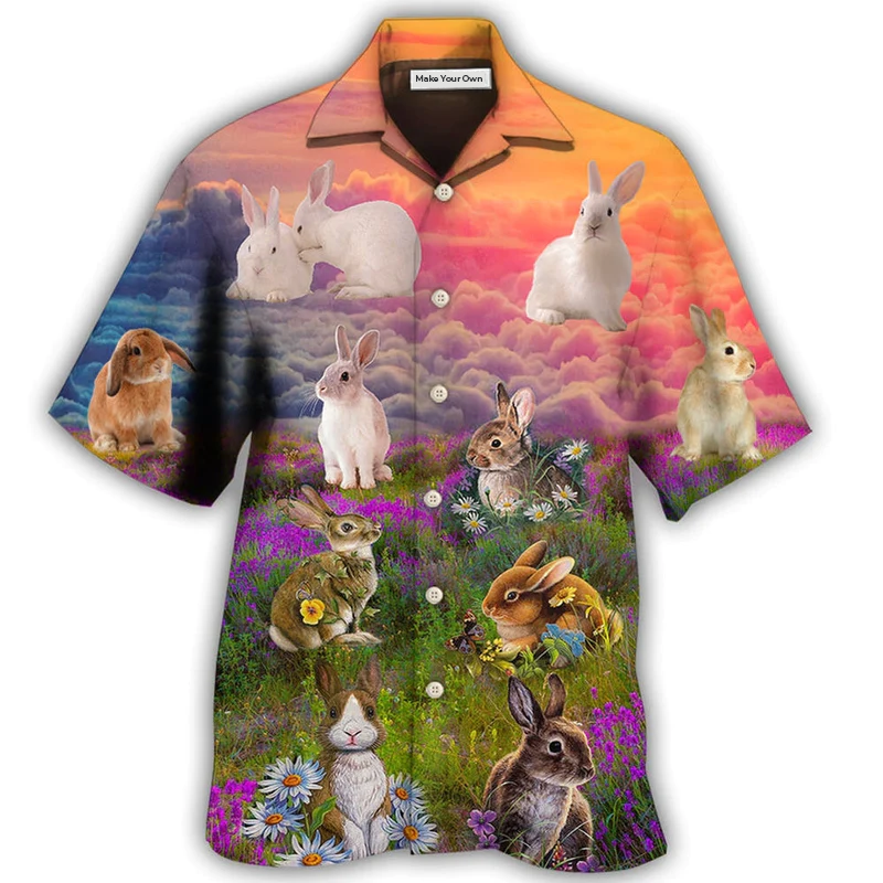 Hawaiian Shirt / Adults / S Rabbit Beautiful Floral Grass - Hawaiian Shirt - Reefox