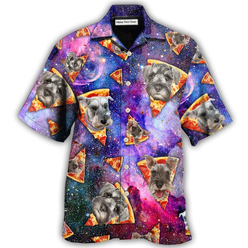 Hawaiian Shirt / Adults / S Schnauzer Dog Lover Mysterious Galaxy Pizza - Hawaiian Shirt - Reefox