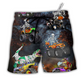 Beach Short / Adults / S Halloween Skeleton Dinosaur Driving Monster Truck - Beach Short Reefox - Owls Matrix LTD