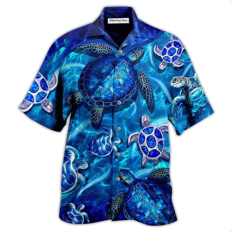 Hawaiian Shirt / Adults / S Turtle Go With The Flow In Ocean - Hawaiian Shirt - Reefox