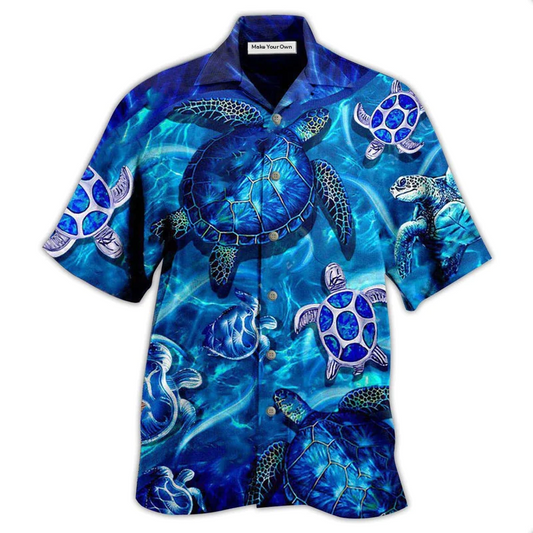 Hawaiian Shirt / Adults / S Turtle Go With The Flow In Ocean - Hawaiian Shirt - Reefox