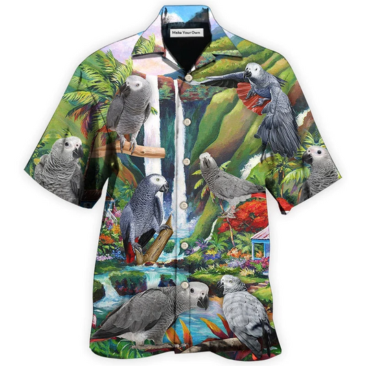 Hawaiian Shirt / Adults / S Parrot African Grey Style - Hawaiian Shirt - Reefox