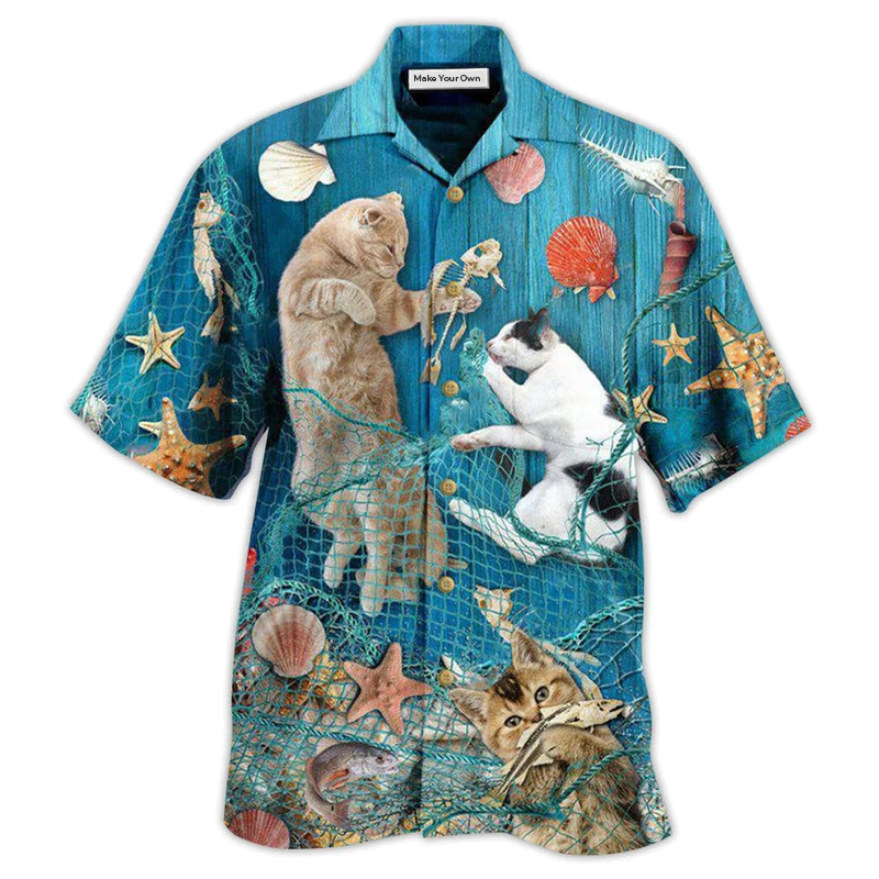 Hawaiian Shirt / Adults / S Cat Lazy On Beach - Hawaiian Shirt - Reefox