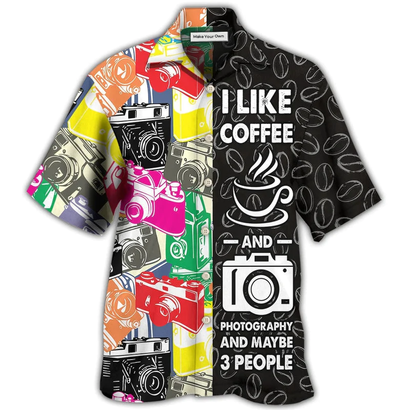 Hawaiian Shirt / Adults / S Coffee I Like Coffee And Photography - Hawaiian Shirt - Reefox