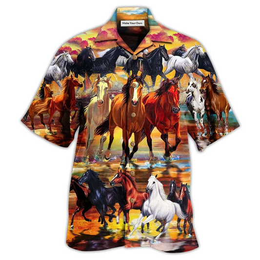 Hawaiian Shirt / Adults / S Horse Run Run - Hawaiian Shirt - Reefox