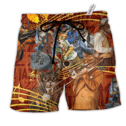 Beach Short / Adults / S Cat Born To Be A Jazz - Beach Short Reefox - Owls Matrix LTD