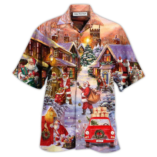 Hawaiian Shirt / Adults / S Christmas Santa Is Delivering Love Christmas Street - Hawaiian Shirt - Reefox
