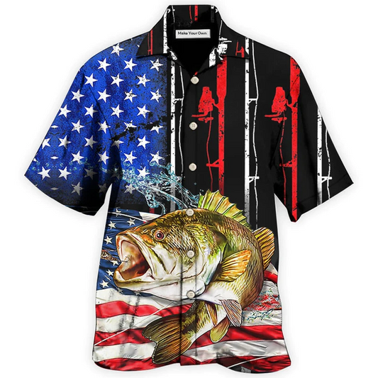 Hawaiian Shirt / Adults / S Fishing Amazing US Flag Style - Hawaiian Shirt - Reefox