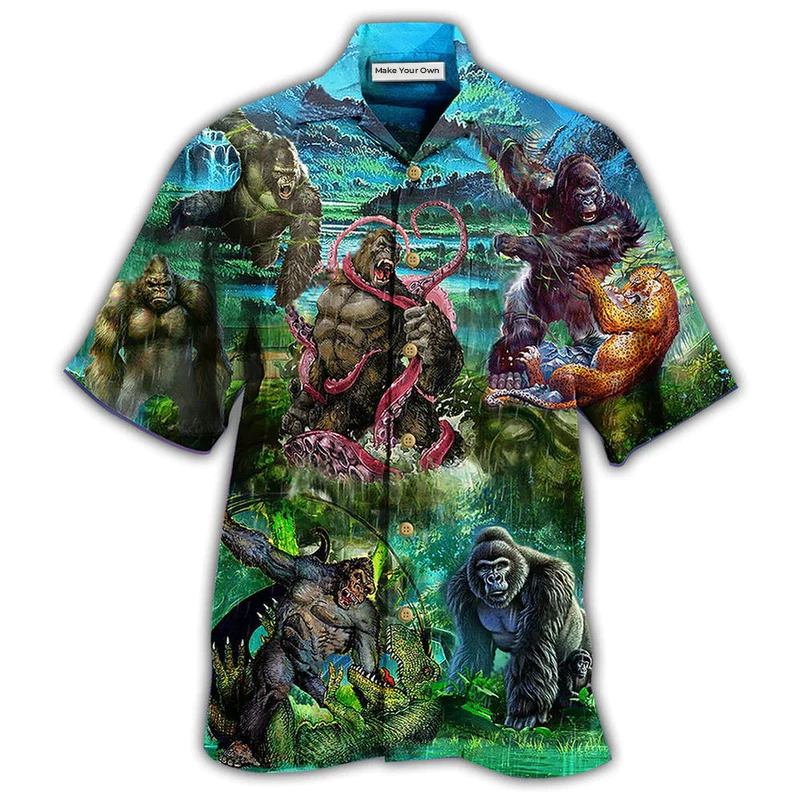 Hawaiian Shirt / Adults / S Gorilla Is The King Of The Jungle Cool - Hawaiian Shirt - Reefox