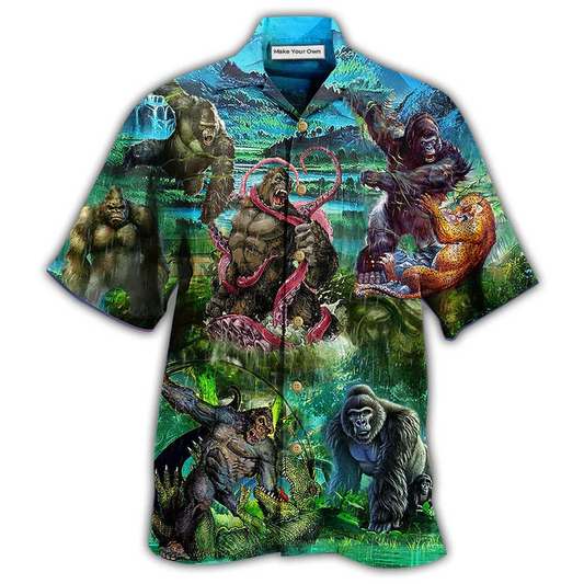 Hawaiian Shirt / Adults / S Gorilla Is The King Of The Jungle Cool - Hawaiian Shirt - Reefox