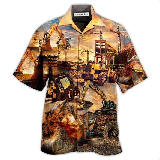 Hawaiian Shirt / Adults / S Tractor We Build With Passion Construction - Hawaiian Shirt - Reefox