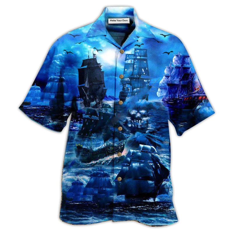 Hawaiian Shirt / Adults / S Pirate Ship Under The Romantic Moonlight Fantastic - Hawaiian Shirt - Reefox