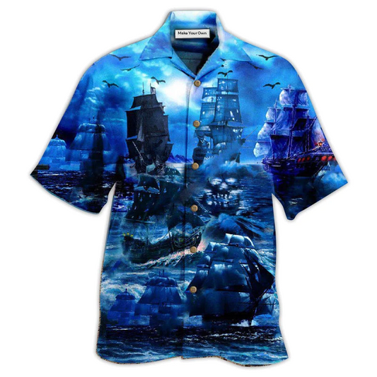 Hawaiian Shirt / Adults / S Pirate Ship Under The Romantic Moonlight Fantastic - Hawaiian Shirt - Reefox