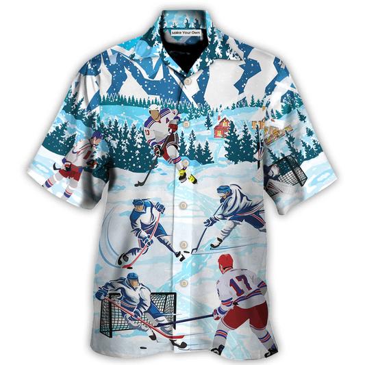Hawaiian Shirt / Adults / S Ice Hockey Lover Cool Sport - Hawaiian Shirt - Reefox