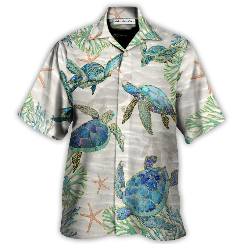 Hawaiian Shirt / Adults / S Turtle Peaceful Relaxing Calm Of The Beach And Ship With Sails - Hawaiian Shirt - Reefox