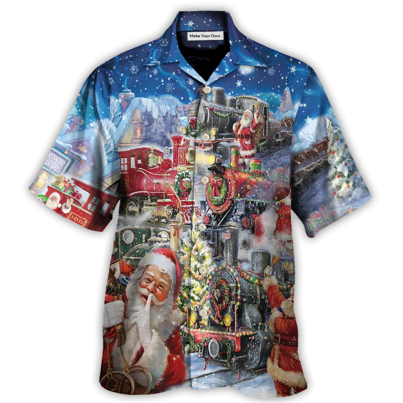 Hawaiian Shirt / Adults / S Christmas Santa's Express Train - Hawaiian Shirt - Reefox