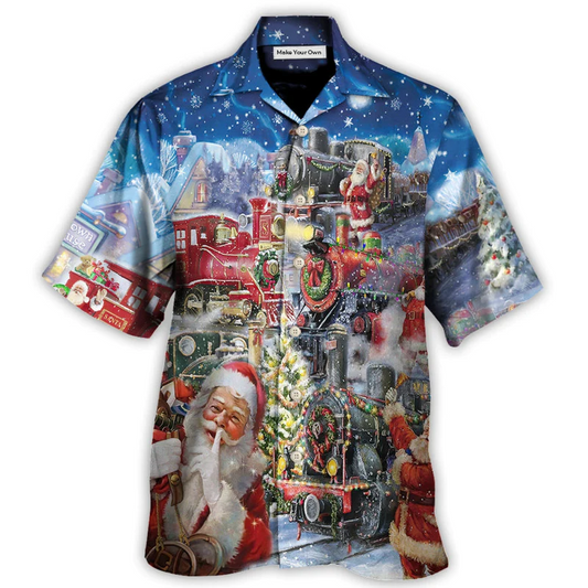 Hawaiian Shirt / Adults / S Christmas Santa's Express Train - Hawaiian Shirt - Reefox