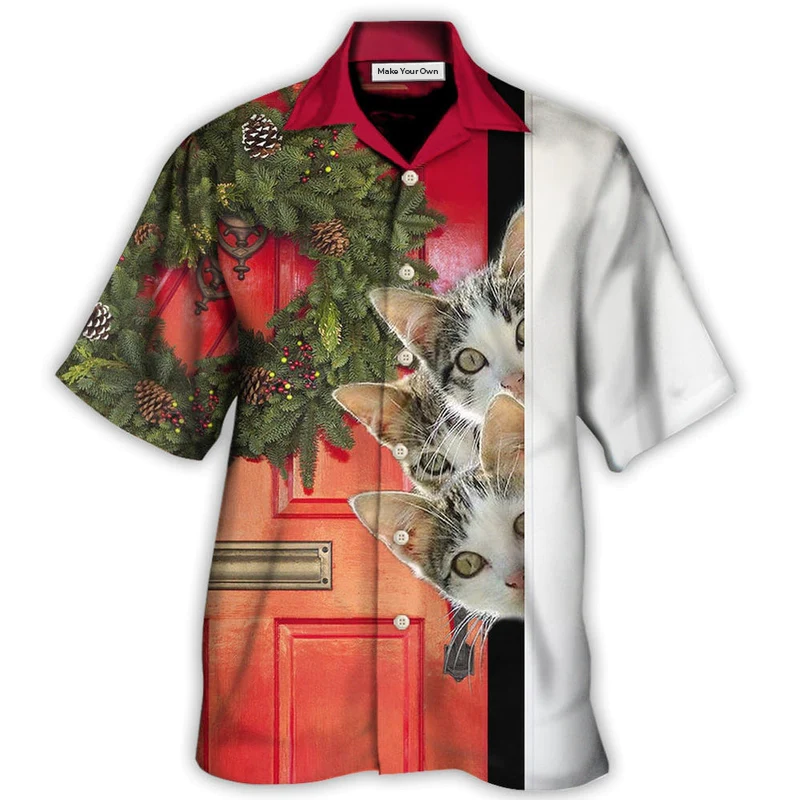 Hawaiian Shirt / Adults / S Christmas Cat Looking Forward To Christmas - Hawaiian Shirt - Reefox