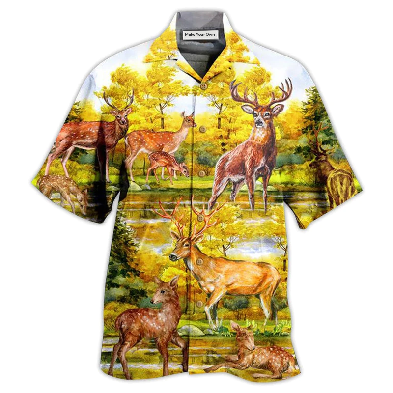 Hawaiian Shirt / Adults / S Deer Love Autumn - Hawaiian Shirt - Reefox
