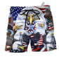 Beach Short / Adults / S America Proud Happy Day - Beach Short Reefox - Owls Matrix LTD
