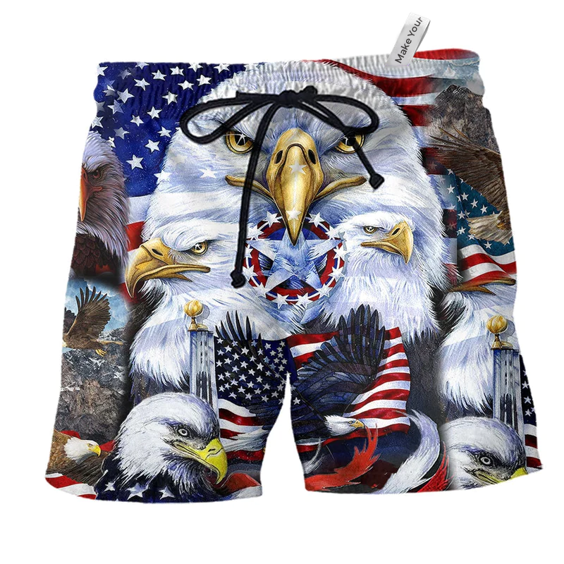 Beach Short / Adults / S America Proud Happy Day - Beach Short Reefox - Owls Matrix LTD