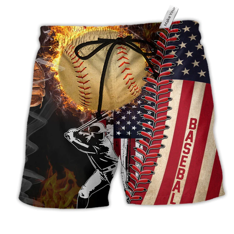Beach Short / Adults / S Baseball Nothing More American Than Baseball - Beach Short Reefox - Owls Matrix LTD