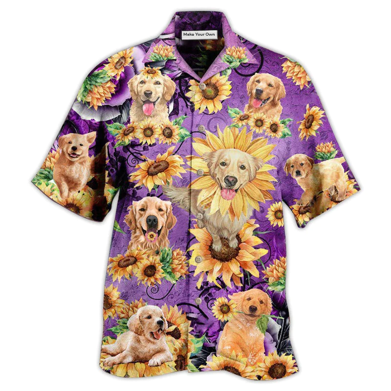 Hawaiian Shirt / Adults / S Golden Retriever Be A Sunflower Purple - Hawaiian Shirt - Reefox