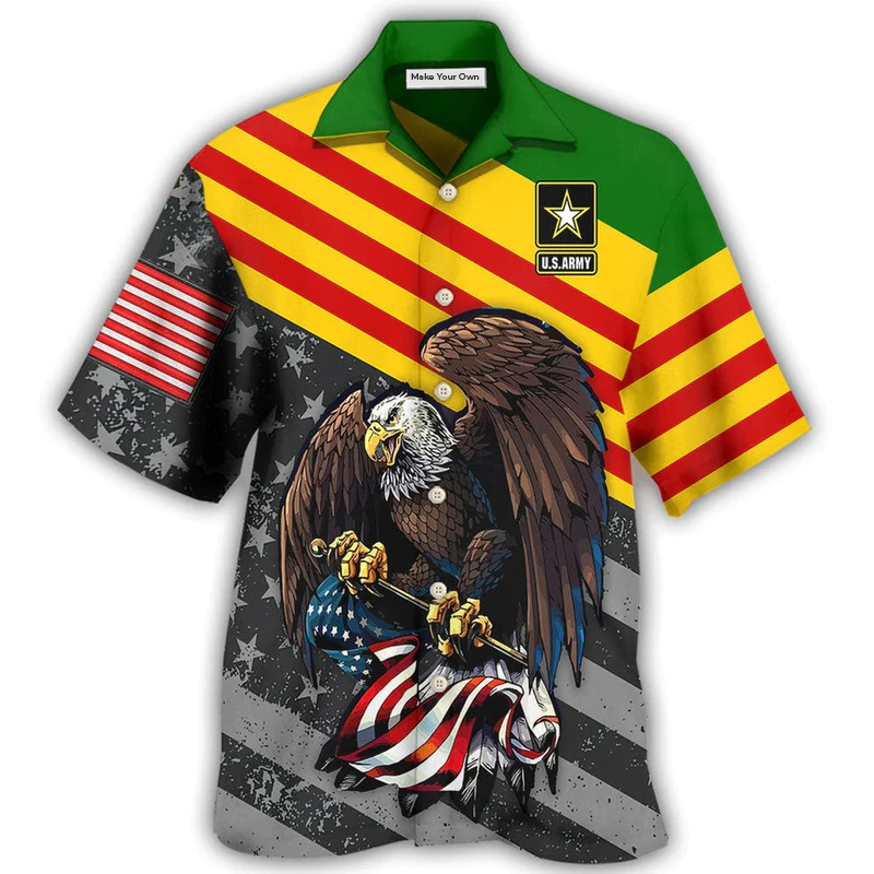 Hawaiian Shirt / Adults / S Veteran Vietnam Veteran Love Freedom Proud - Hawaiian Shirt - Reefox