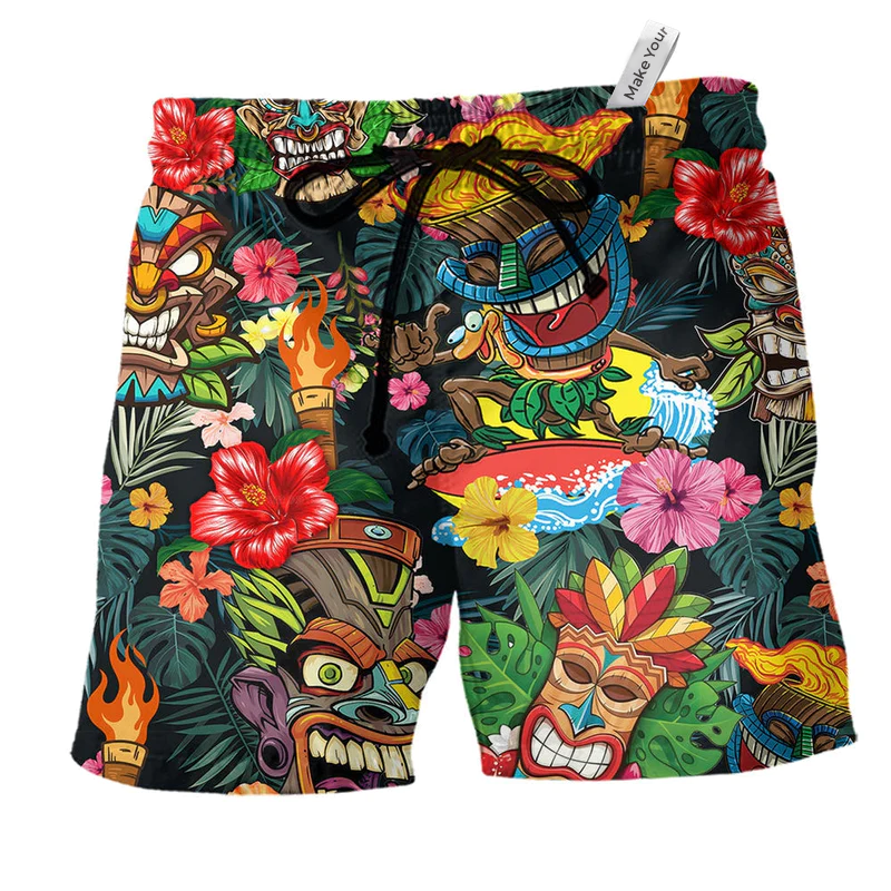 Beach Short / Adults / S Tiki Hawaii Style Lover - Beach Short Reefox - Owls Matrix LTD