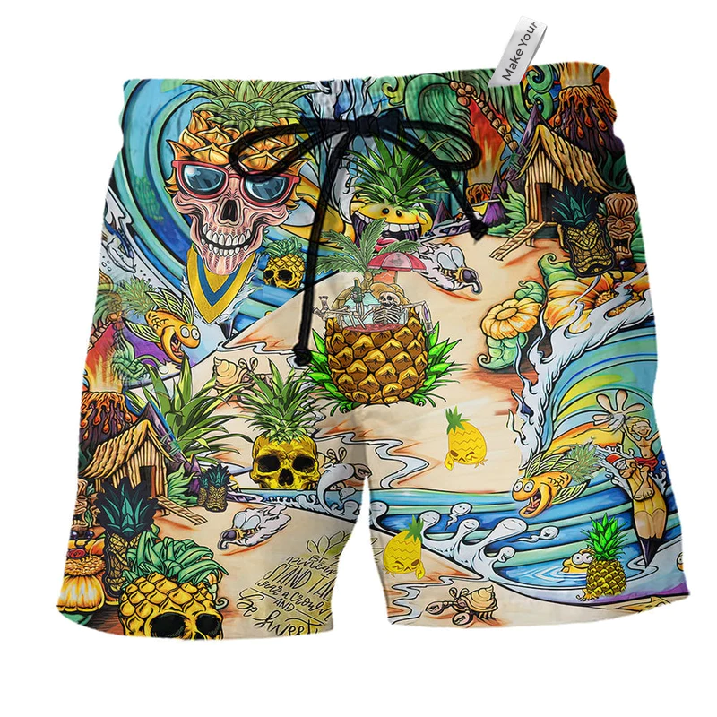 Beach Short / Adults / S Skull Pineapple Amazing Style - Beach Short Reefox - Owls Matrix LTD