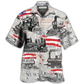 Hawaiian Shirt / Adults / S Train Independence Day Retro Train US Flag - Hawaiian Shirt - Reefox