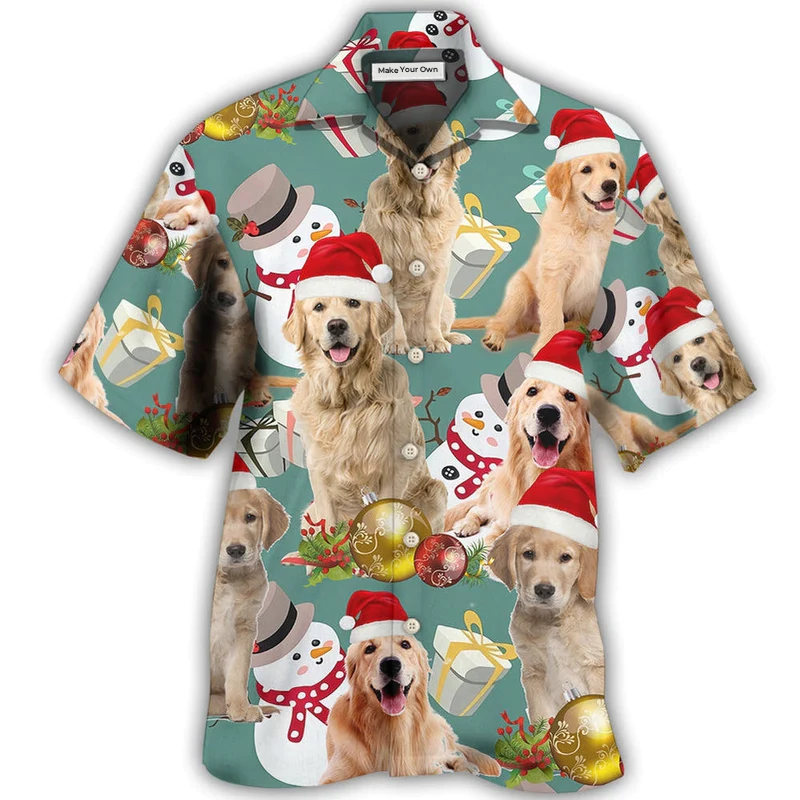 Hawaiian Shirt / Adults / S Golden Retriever Merry Christmas - Hawaiian Shirt - Reefox
